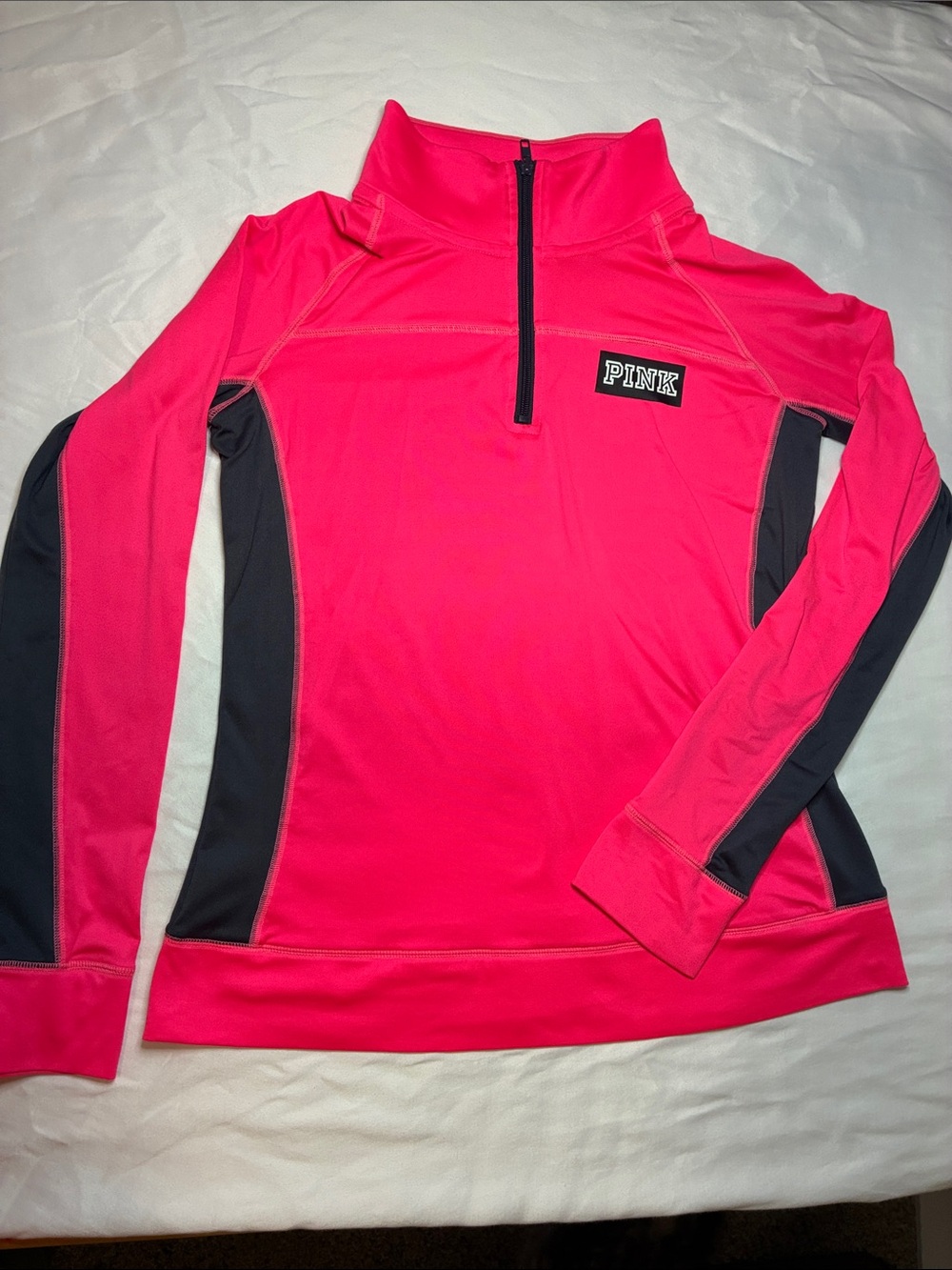 PINK Victoria's Secret Neon Pink Half-Zip Athletic Pullover